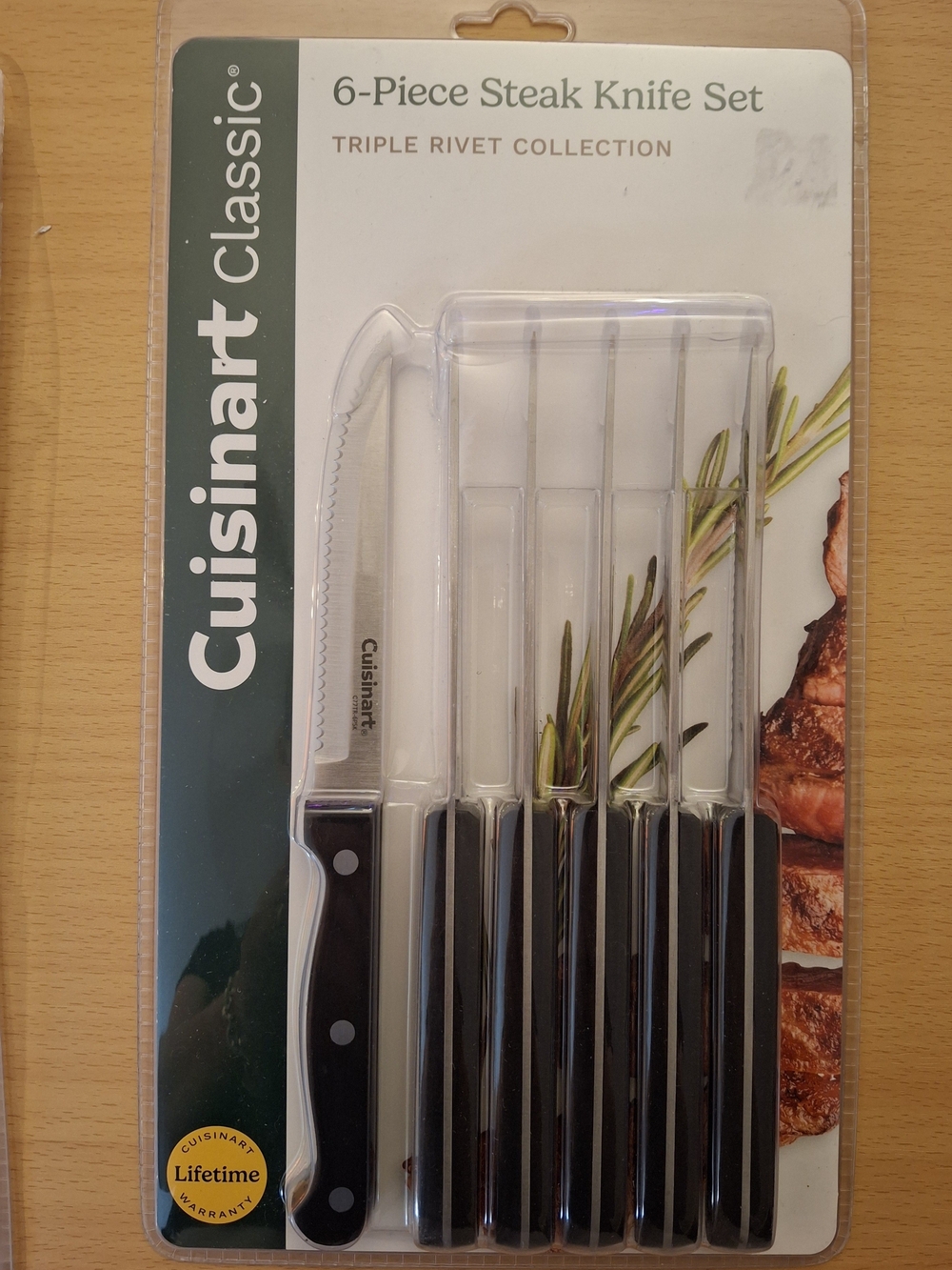 Cuisinart C77TR-6PSK 6pc Steak Knife Set Serrated 4.5in Stainless Black
